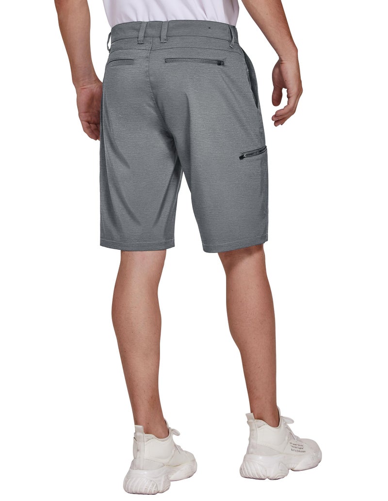 PULI Golf Shorts for Men Stretch Casual Chino Hybrid Dress Flat Front Lightweight Quick Dry with Pockets Grey 36 - Image 2